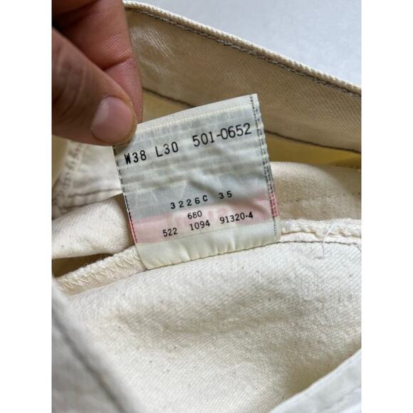 Levis 501 Vintage 90s USA XX Straight Leg Jeans White Light Wash 38x30 Act 36x30 - Picture 5 of 16